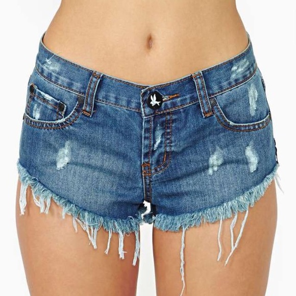 One Teaspoon Suede Pockets Denim Jean Shorts - Picture 4 of 14